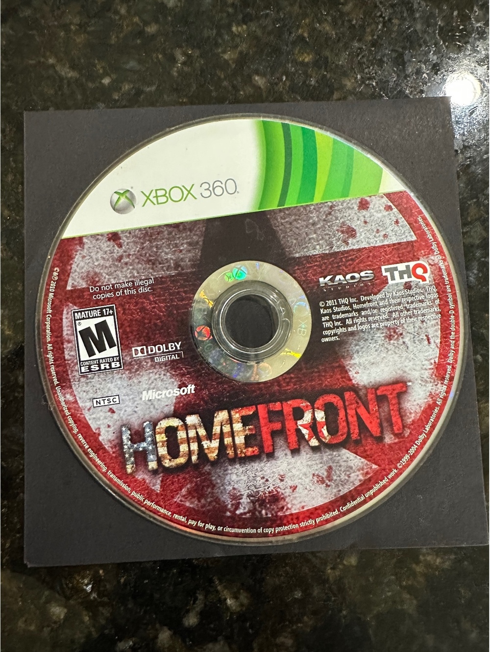 Homefront Xbox 360 Game Disc